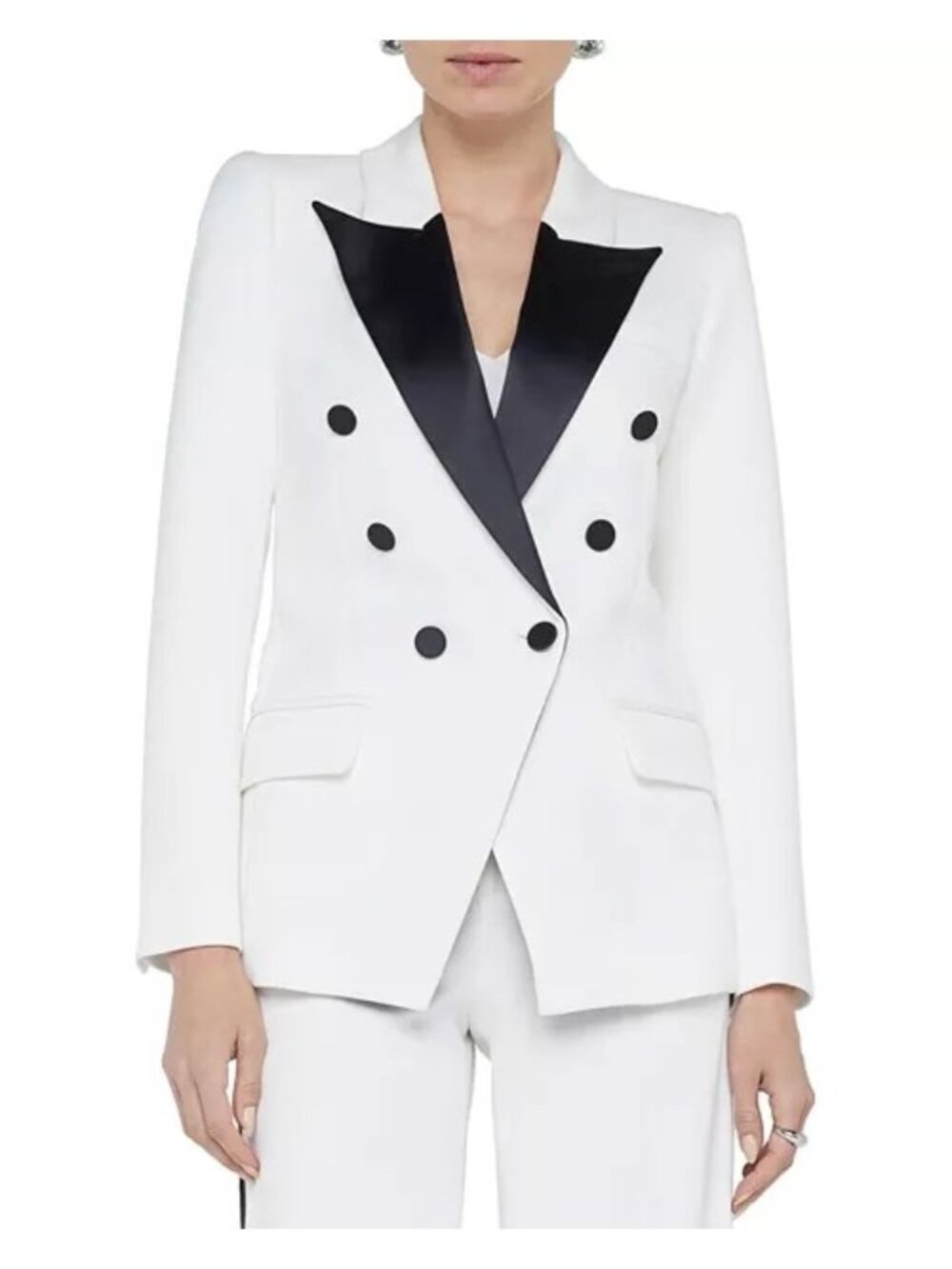 L’AGENCE Long Double Breasted Black and White Kenzie Tuxedo Blazer Size 0 New